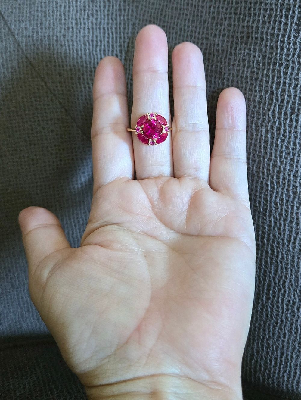 Shivam Lab🧪 Created Pink💕 Ruby Flower🏵 Ring💍 - NWT - Picture 2 of 16